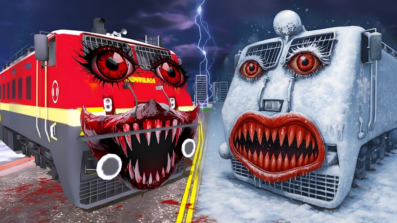 Snow Train Attack Haunted Train in Indian Bikes Driving 3d