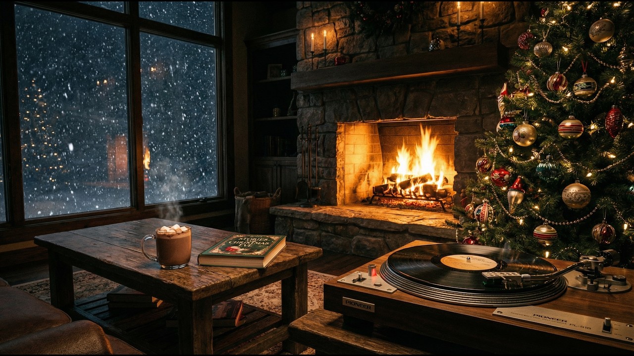 Cozy Christmas Jazz Music 🎄 Fireplace Crackling for Relaxing Winter Nights
