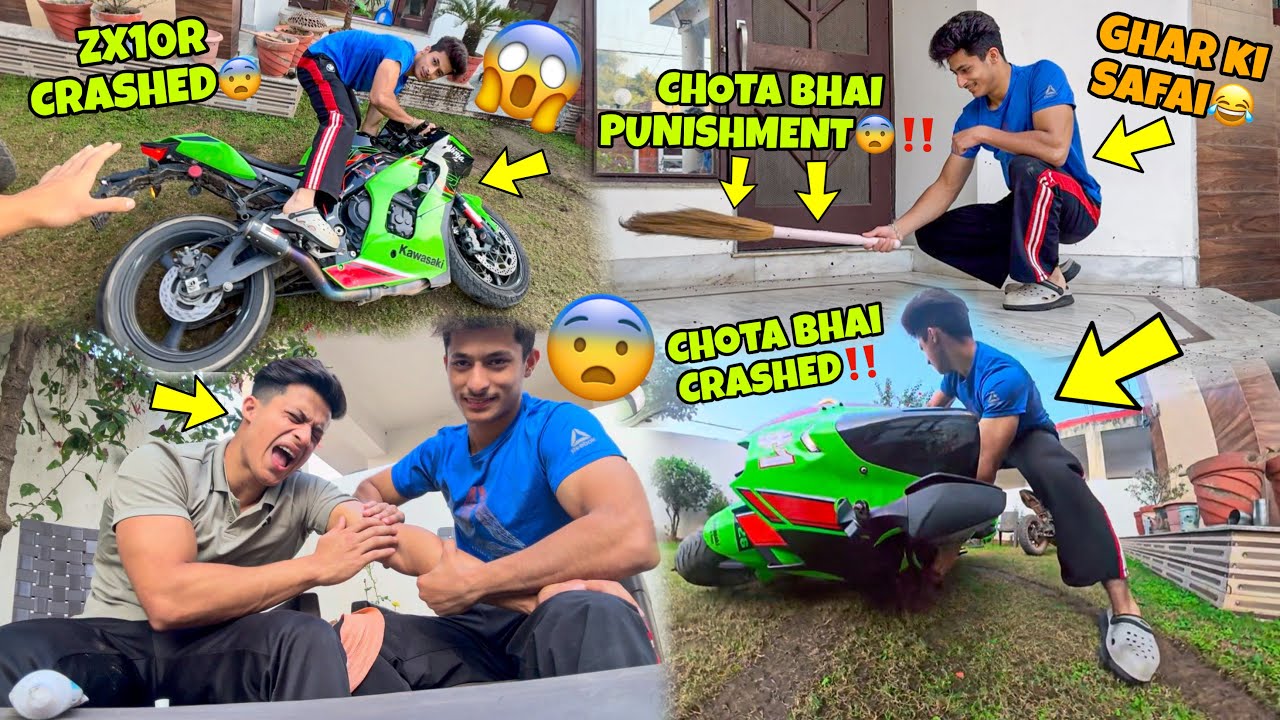 Chota bhai Crashed my Zx10r😡💔 | Punishment dedi Chota bhai ko | Ghar ki Safai  My Family Vlogs 