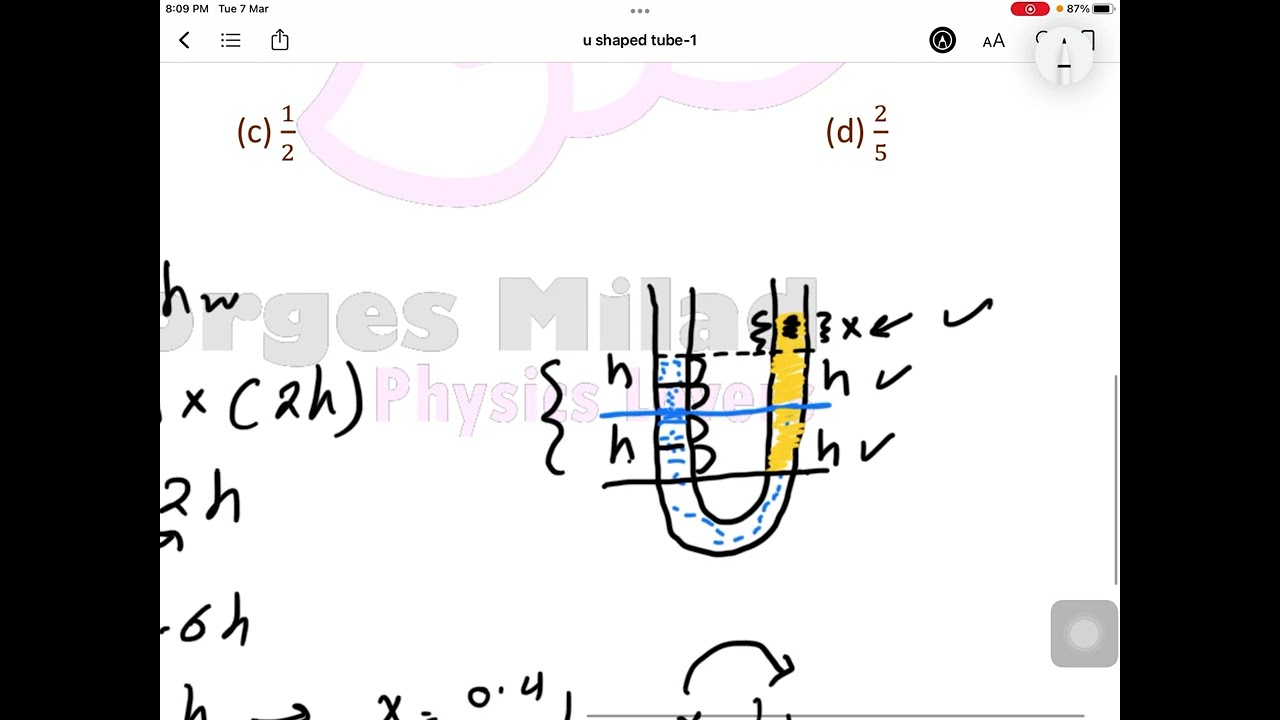 ثانية ثانوي فيزياء لغات U shaped Tube (H.W)