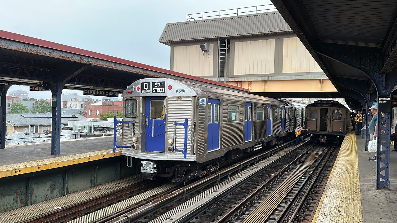 ⁴ᴷ MTA Special: R32/R38 Mixed Set approaching Brighton Beach as apart of the 2023 Parade of Trains