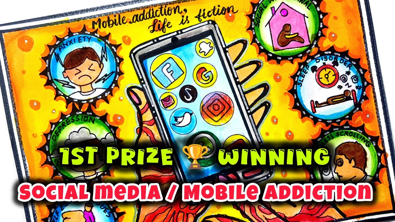 Social media addiction drawing / Social Media Loss drawing / Poster making competition Ideas