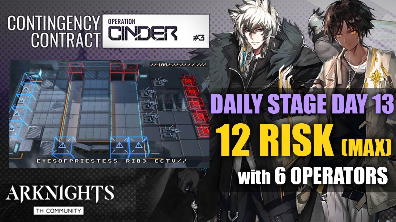 [Arknights CN] - CC #3 Cinder - Daily Stage (DAY 13) - 12 Risk (Max) with 6 Operators