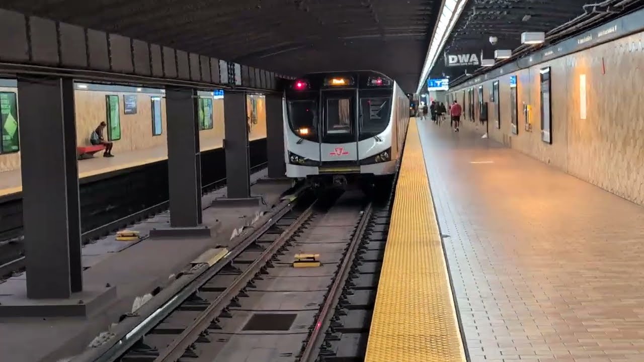 TTC Line 1 Trains at Spadina station.