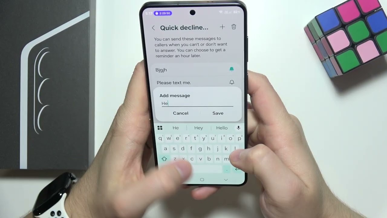 SAMSUNG Galaxy S26: Как настроить пользовательское сообщение для быстрого отклонения