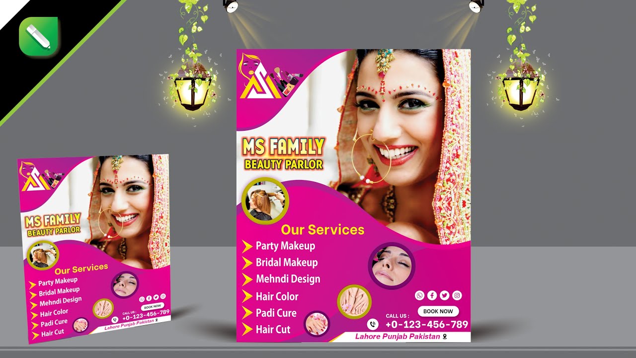 Brochure Design | Beauty salon pamphlet design Tutorial Ayan Graphics