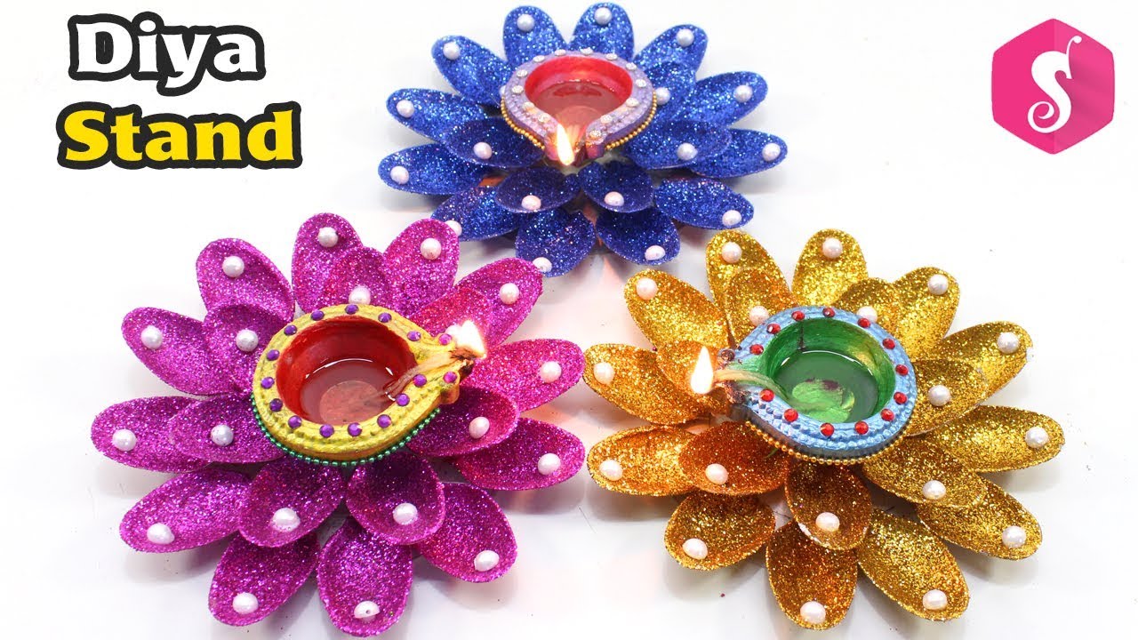 Diya Stand From Plastic Spoon | Diwali Diya Decoration idea | Sonali Creations