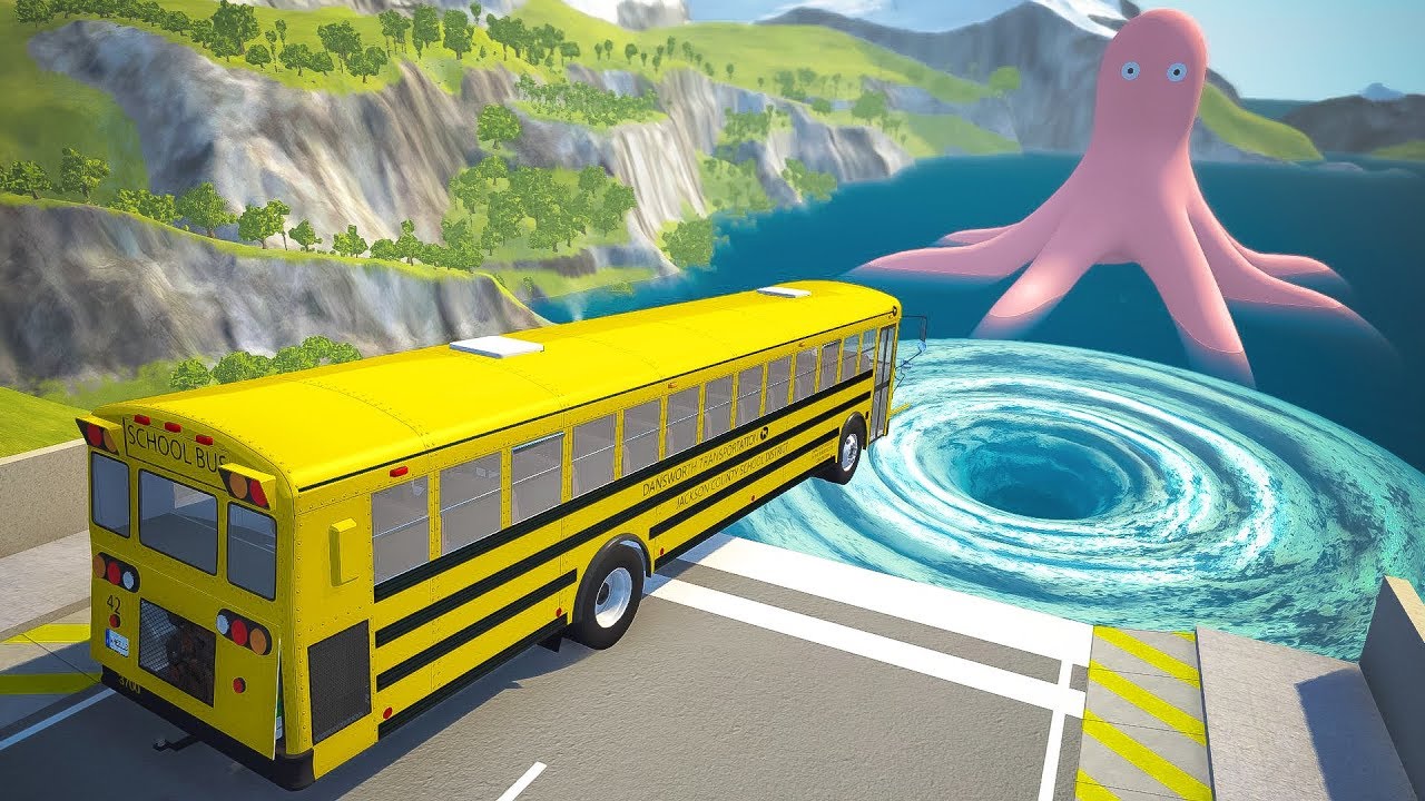 Giant Water Vortex High Speed Jumping Crashes - BeamNG.drive