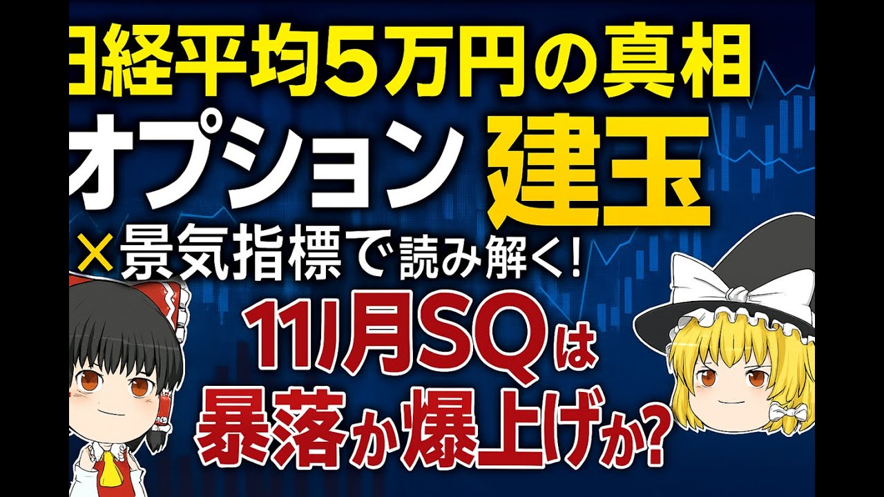 【ゆっくり解説】日経平均5万円の真相 オプション建玉×景気指標で読み解く！11月SQは暴落か爆上げか？【ゆっくりお金】【ゆっくり投資】