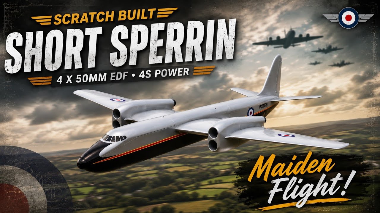 Maiden Flight: Short Sperrin Scratch Built 4x50mm EDF Jet