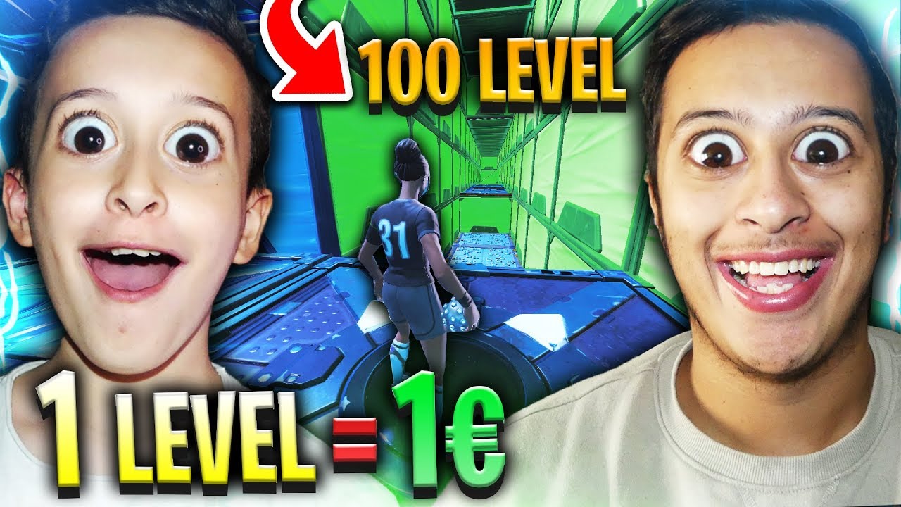 1 LEVEL = 1 &euro; ON THIS 100 LEVEL DEATHRUN ON CREATIVE FORTNITE!