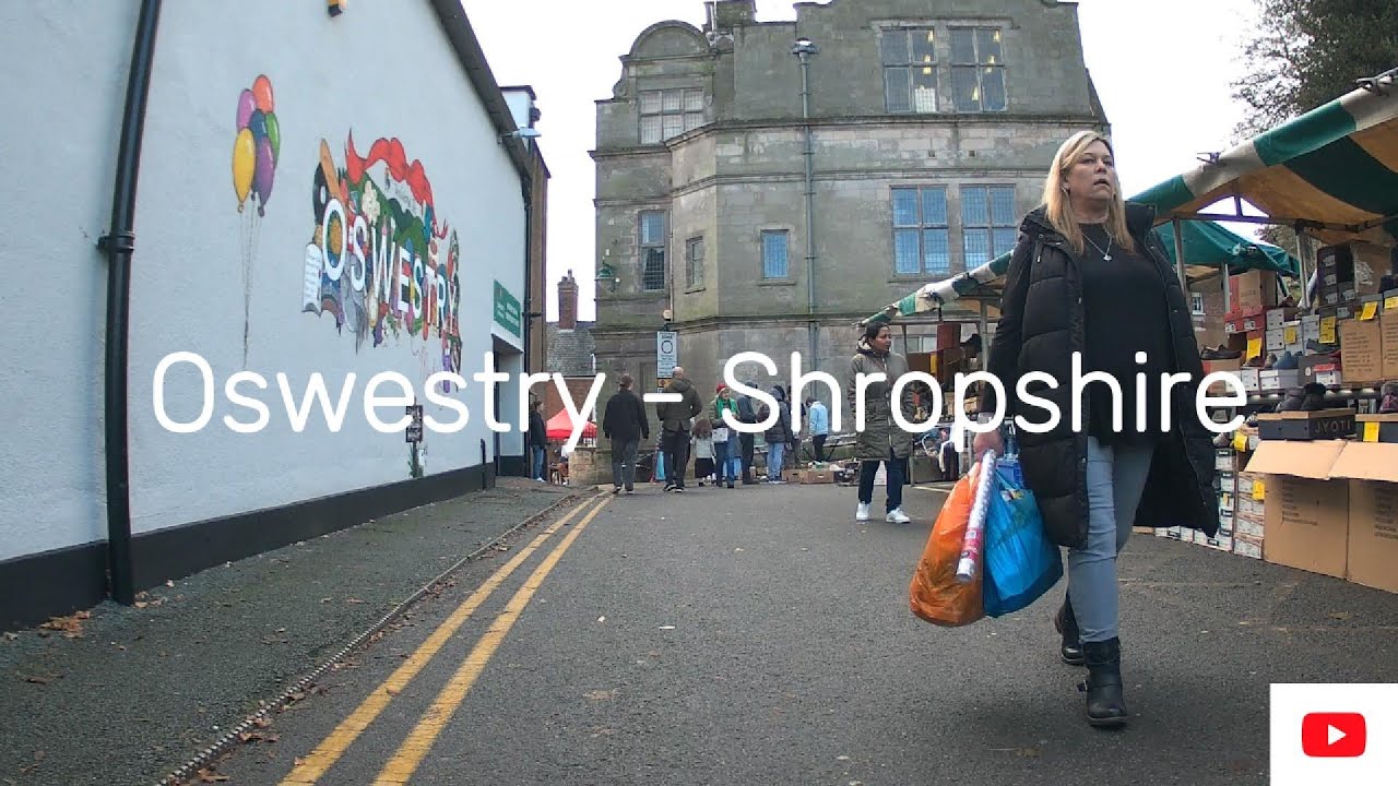 Oswestry Shropshire cycling around the town centre in 4k view