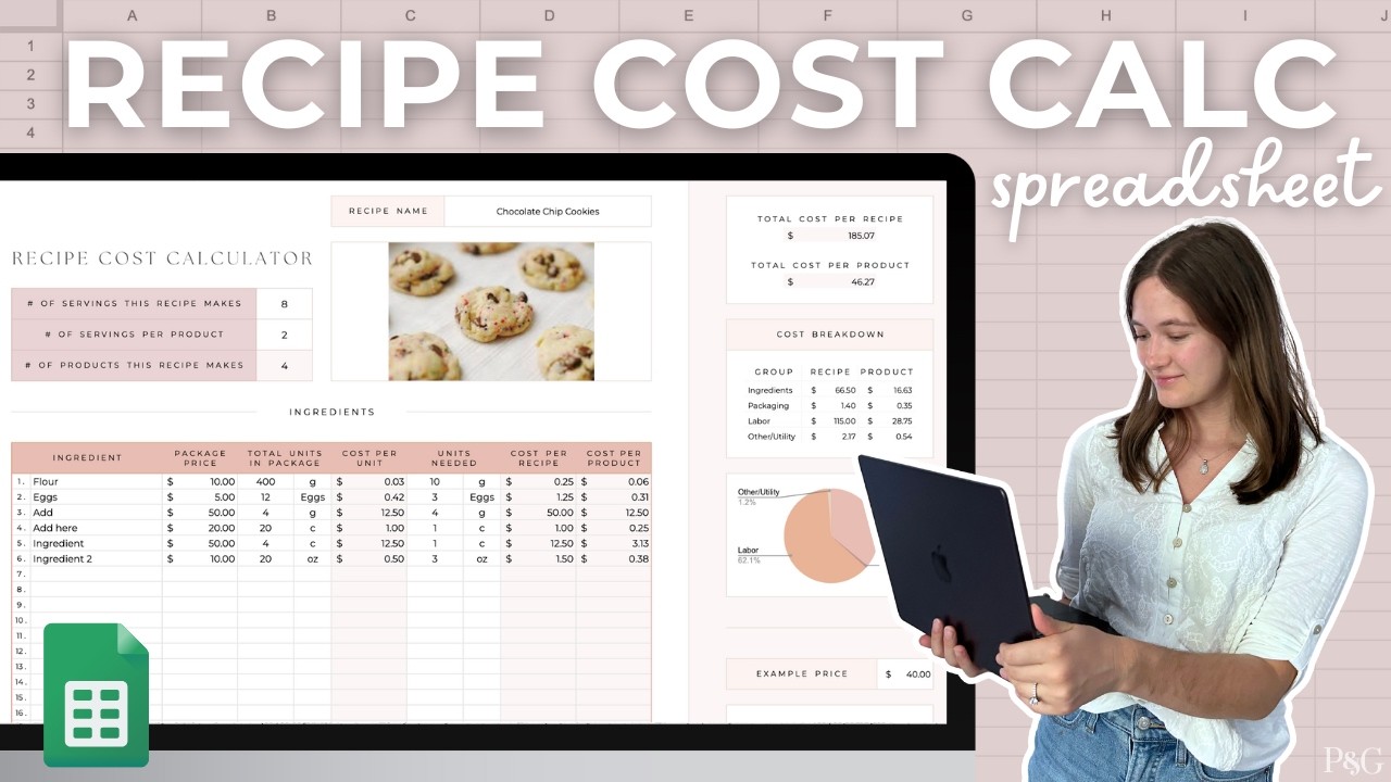 Recipe Cost Calculator Spreadsheet Template - Google Sheets Video Tutorial