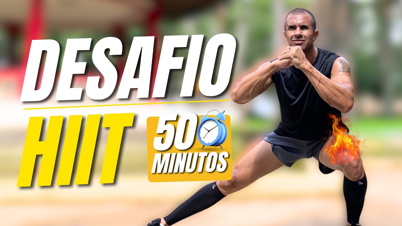 Desafio HIIT 50 MIN para QUEIMAR CALORIAS - Sem equipamentos (em casa)