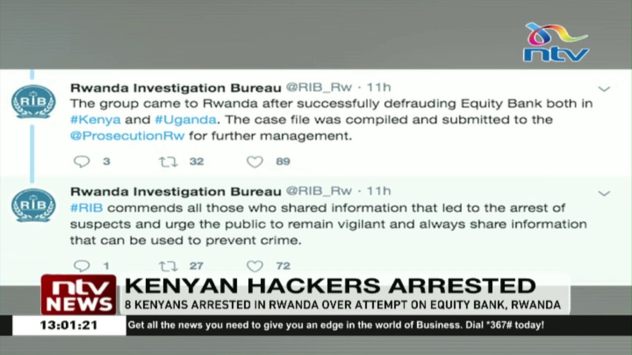 8 Kenyans arrested in Rwanda over cyber crime attempt on Equity Bank