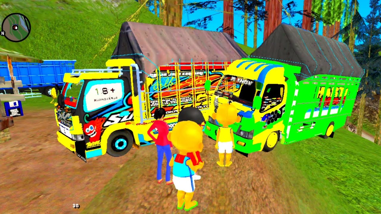 Upin ipin main keRumah hutan Kak Ros naik Truk Oleng Keren 😛😄 SPONPIN