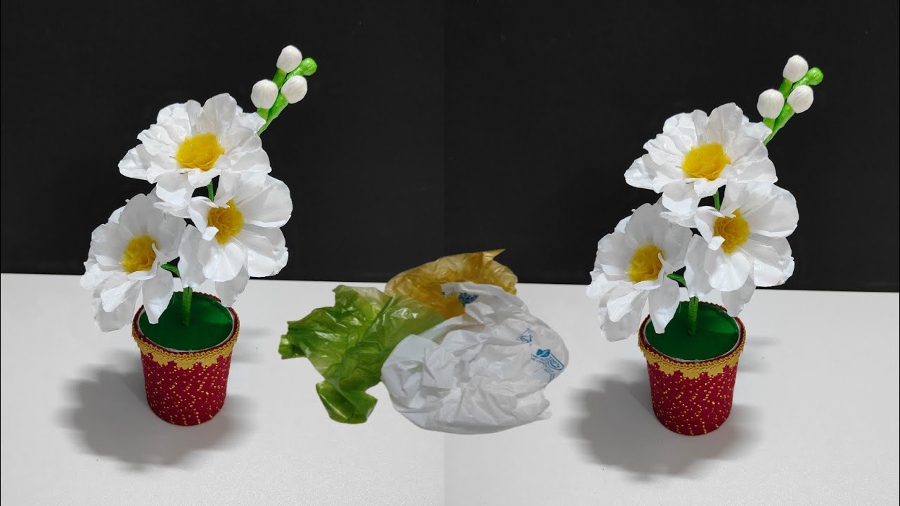 How To Make Beautiful Flowers From Plastic Bag | Carry Bags Home Decor Ideas | Artificial flowers