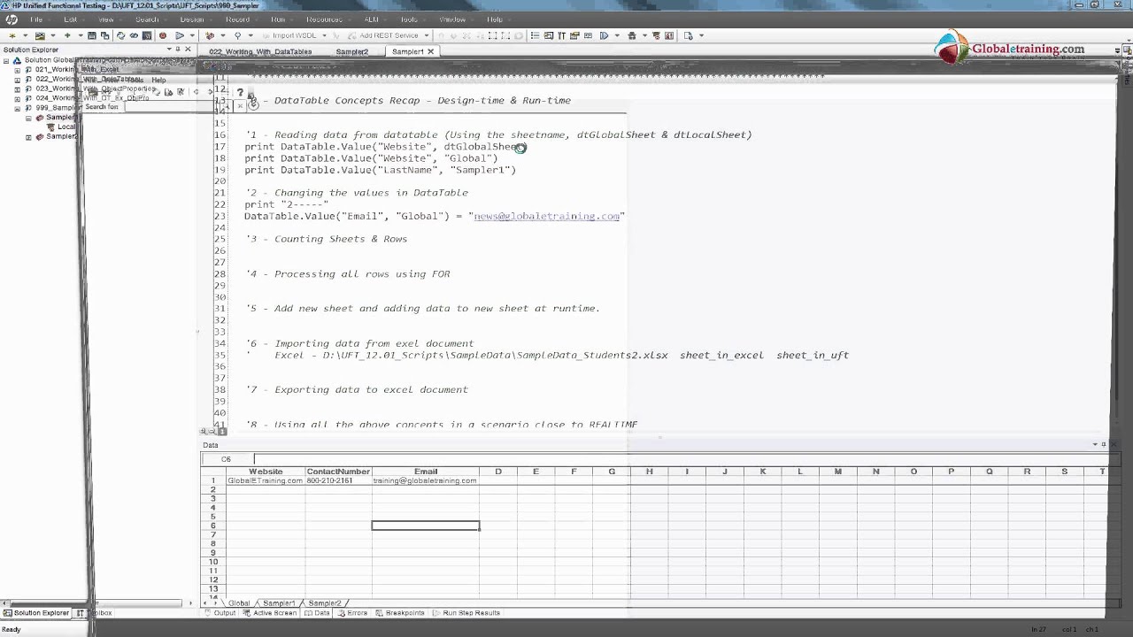 UFT 12.01 | QTP | Working with DataTables - Part 1