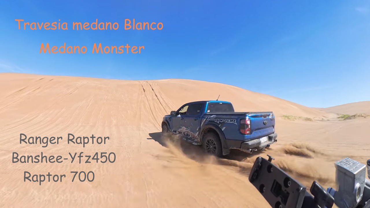 TRAVESIA MEDANO BLANCO y Monster CON RANGER RAPTOR, BANSHEE, YFZ 450, RAPTOR 700-CAMARA INSTA 360 X4
