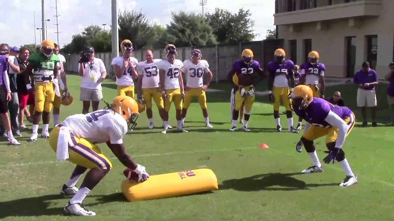 LSU DB Devin Voorhies stops Leonard Fournette to highlight goal line drill | Video