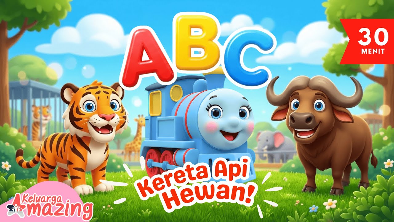 Belajar Huruf A–Z & Nama Hewan Lucu dari A Sampai Z 🐔🔤 | Kereta Api Edukasi Anak PAUD & TK