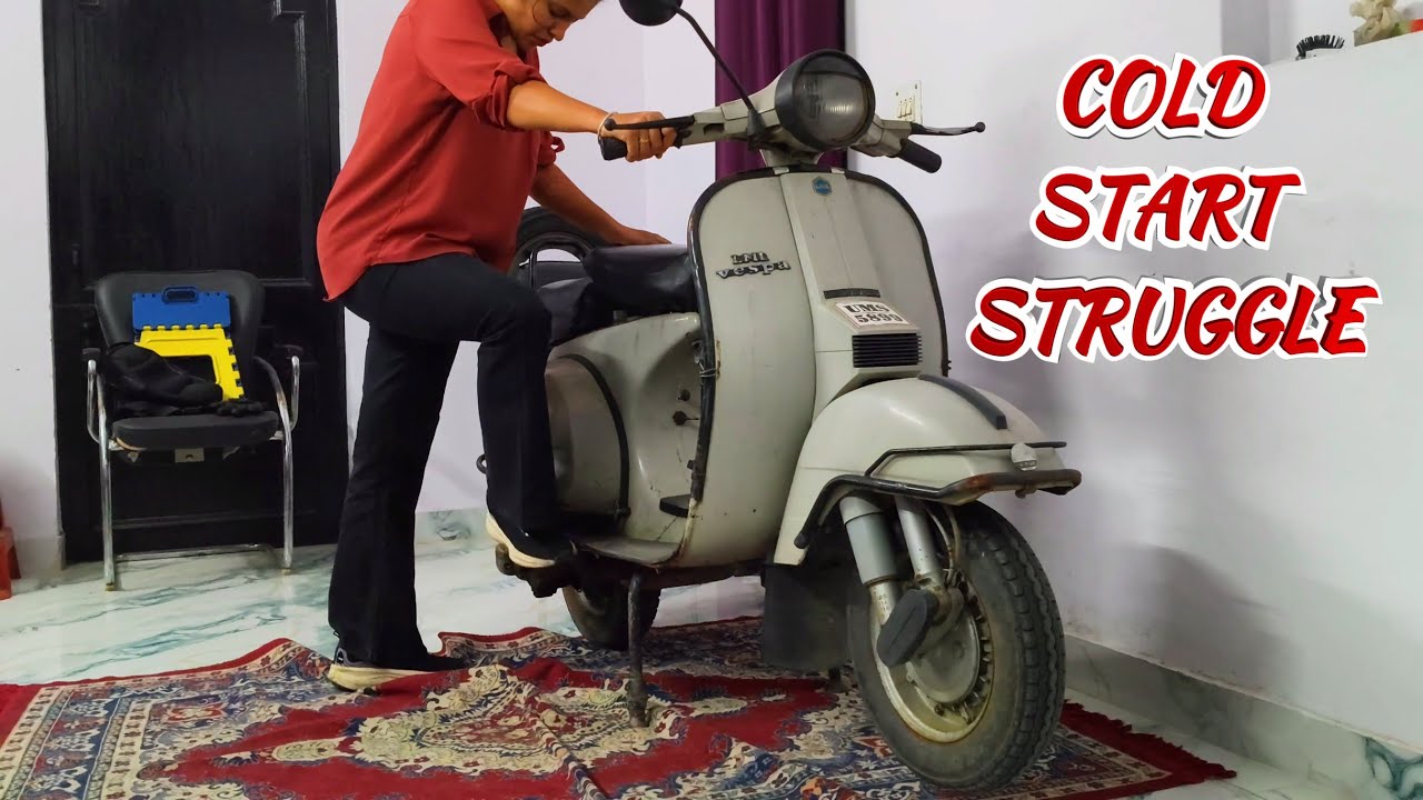 Girl Struggles to Cold Start LML Vespa | Girl Keeps Kicking Until It Finally Roars #priyankakhanduri
