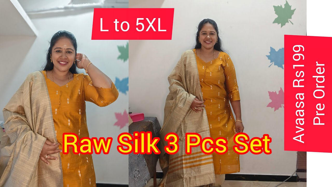 Three P Set Raw Silk M to 5Xl with lining Ramzan and Lovers Day Special Collection 💖💖💖💖 Varsha
