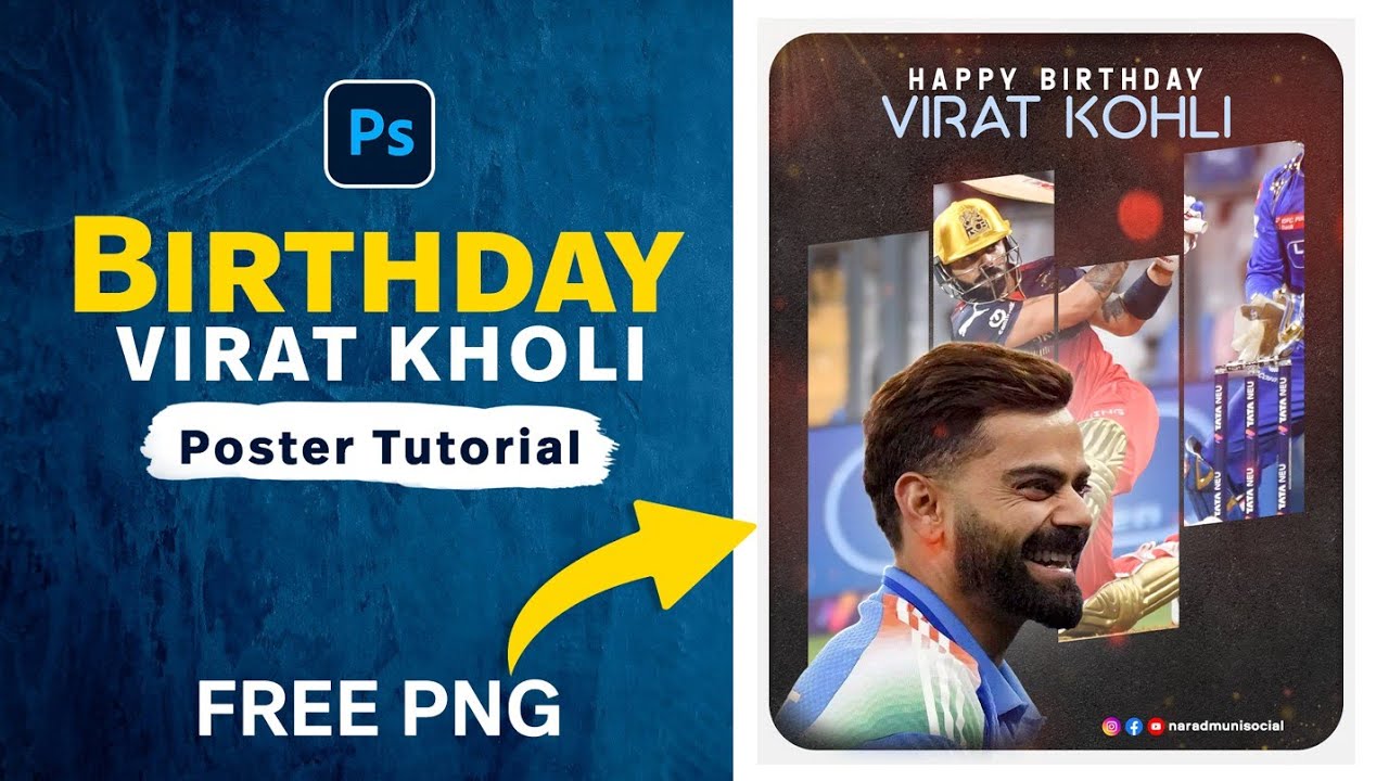 Virat Kohli Birthday Poster Design In Photoshop | Virat Kohli Design Poster | Virat Kholi Poster
