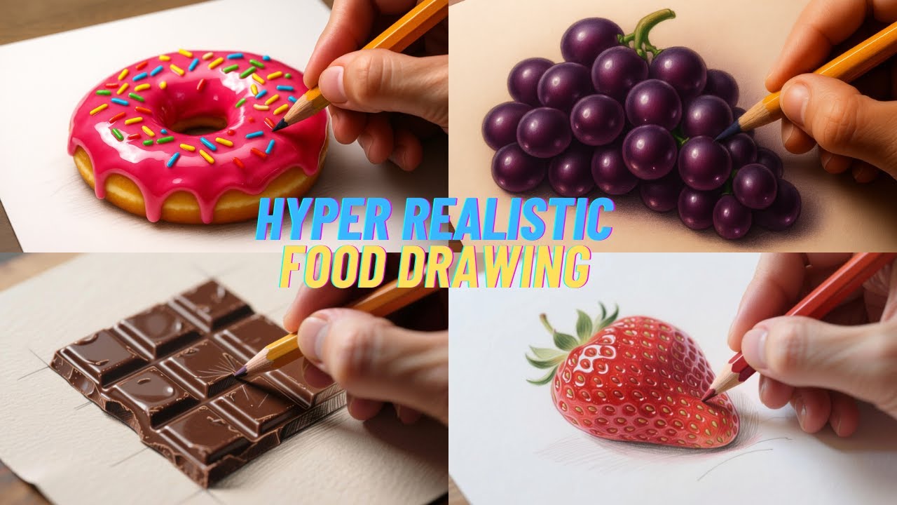 🎨 Hyper-Realistic Food Drawing ASMR | Satisfying Art (No Talking) 🍔🍩