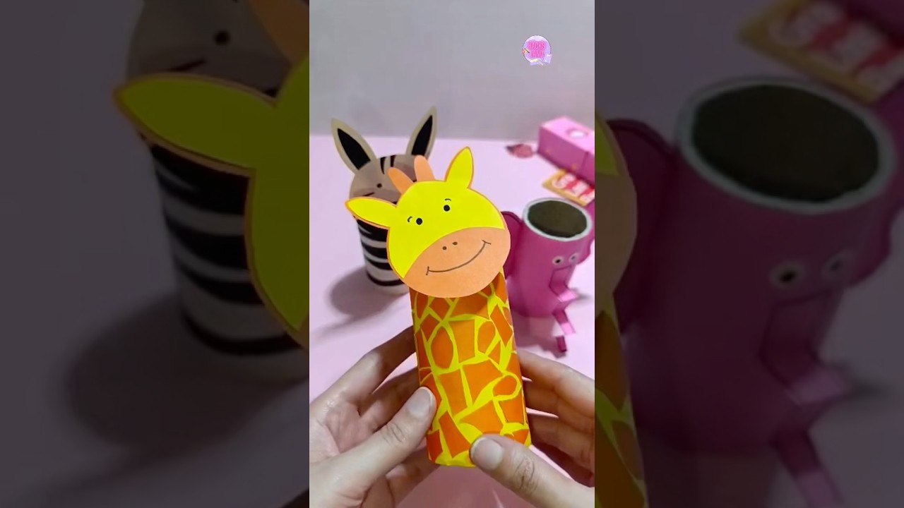 Toilet Paper Roll Animals 😍 #diy #toiletpaperrollcrafts #recyclecraft