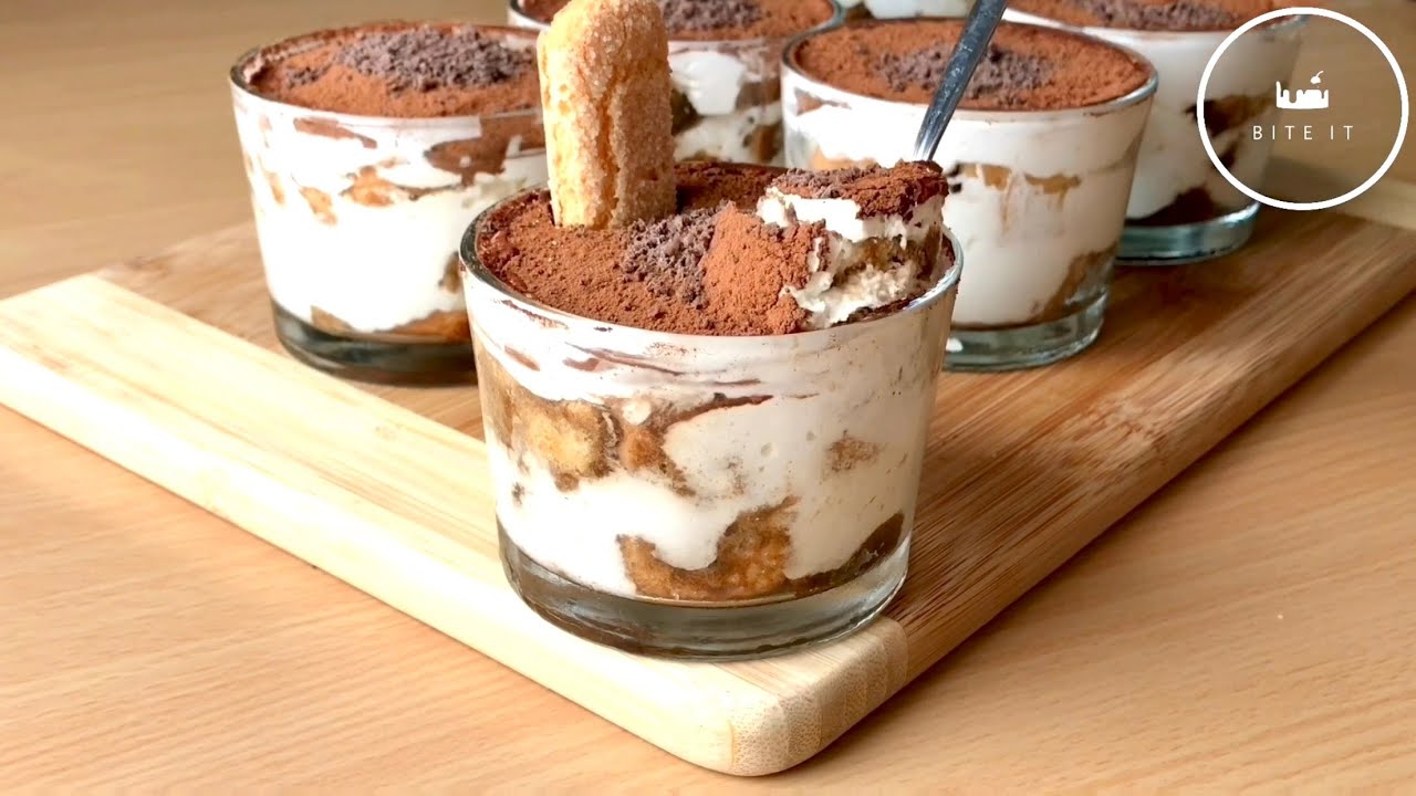 Eggless tiramisu cheesecake cups / كؤوس تشيز كيك تيراميسو دون بيض. أسهل ما يكون / Bite It