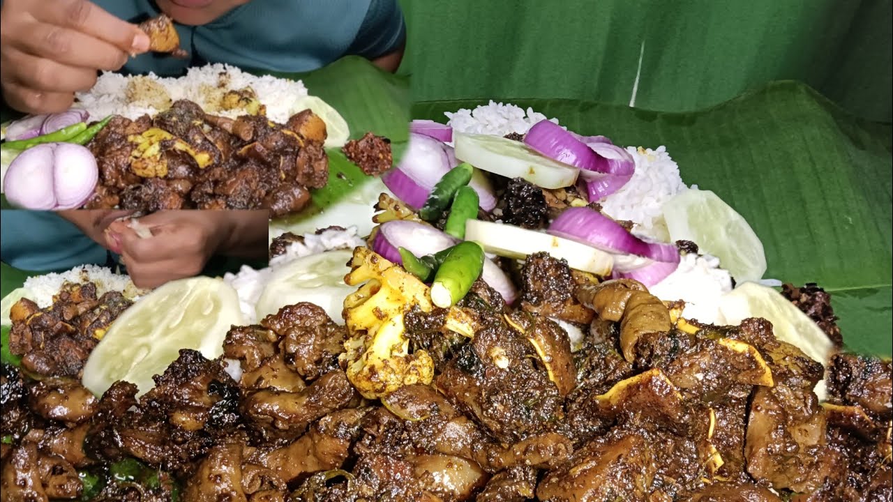PORK FRY & PORK LIVER MUKBANG TESTY DELICIOUS FRY & ONIONS GREEN CHILLI MUKBANG 