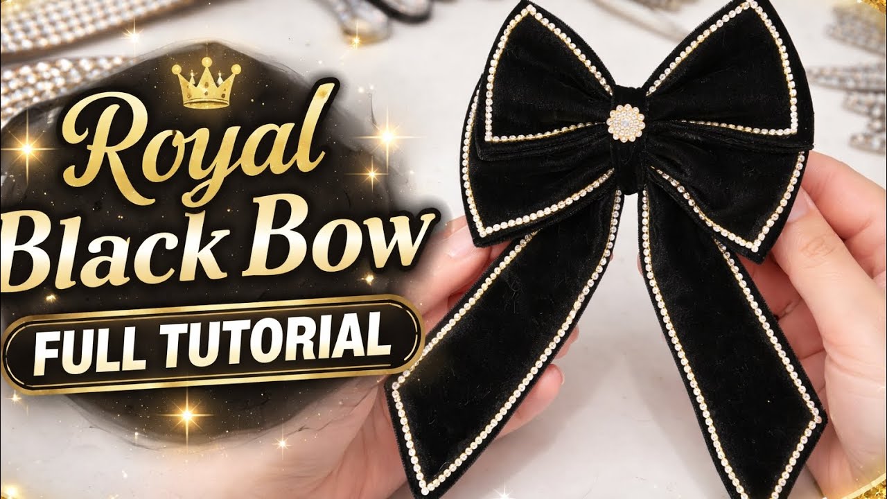 💫Royal Black Velvet Bow tutorial✨️ ♥️ #hairaccessories #handmade #diy #hairvibe26 