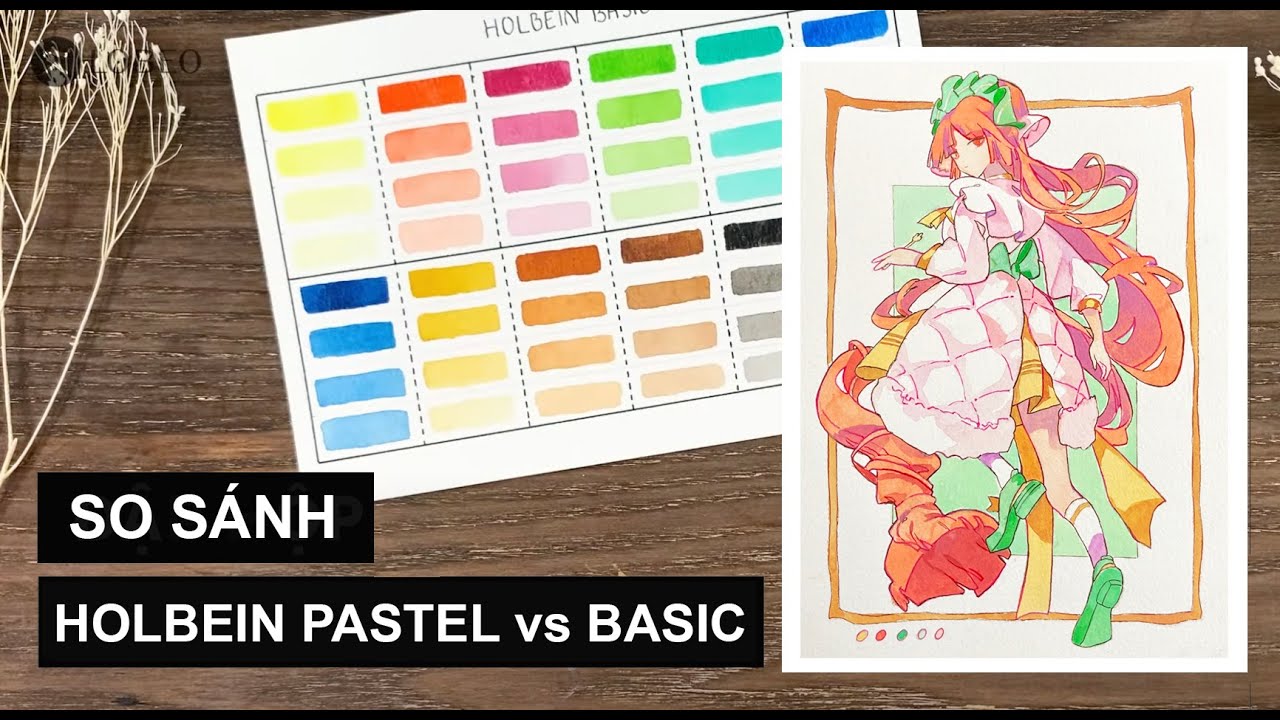 So sánh màu nước Holbein bản thường và bản Pastel | Lobeo