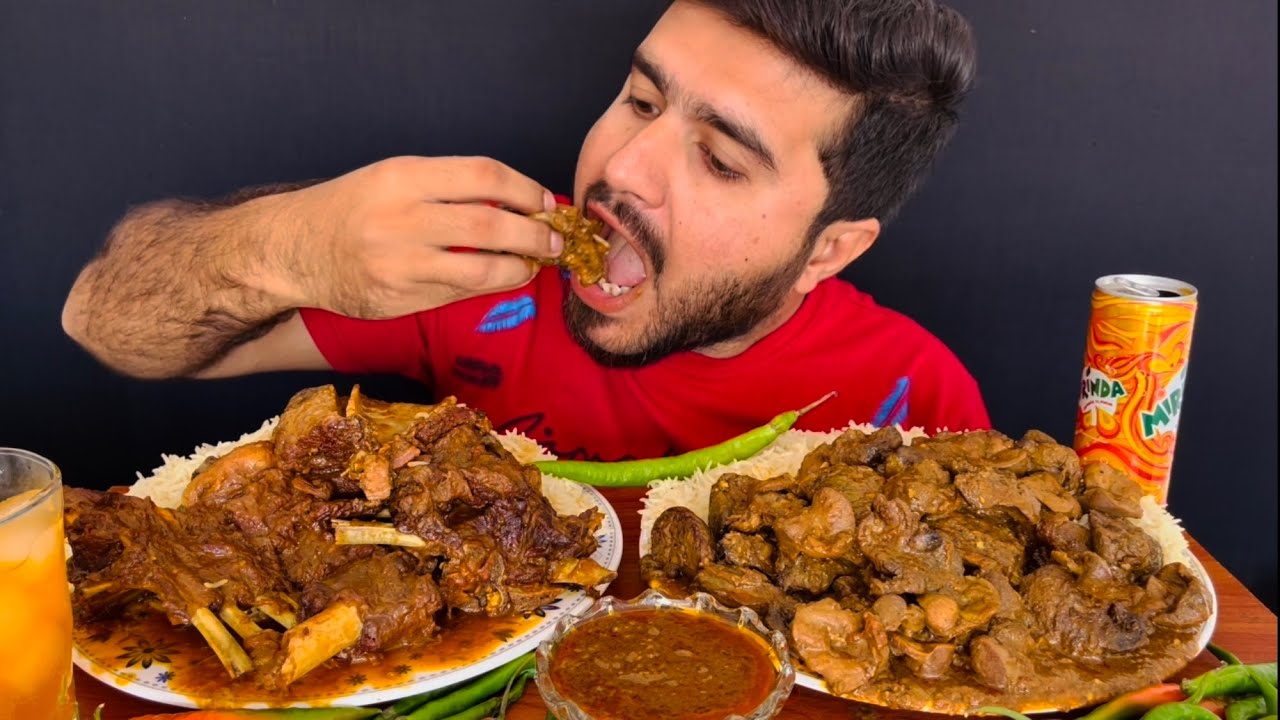 ASMR EATING SPICY CHICKEN LIVER GIZZARD CURRY+ SPICY MUTTON CURRY+WHITE RICE+GREEN CHILLI || MUKBANG