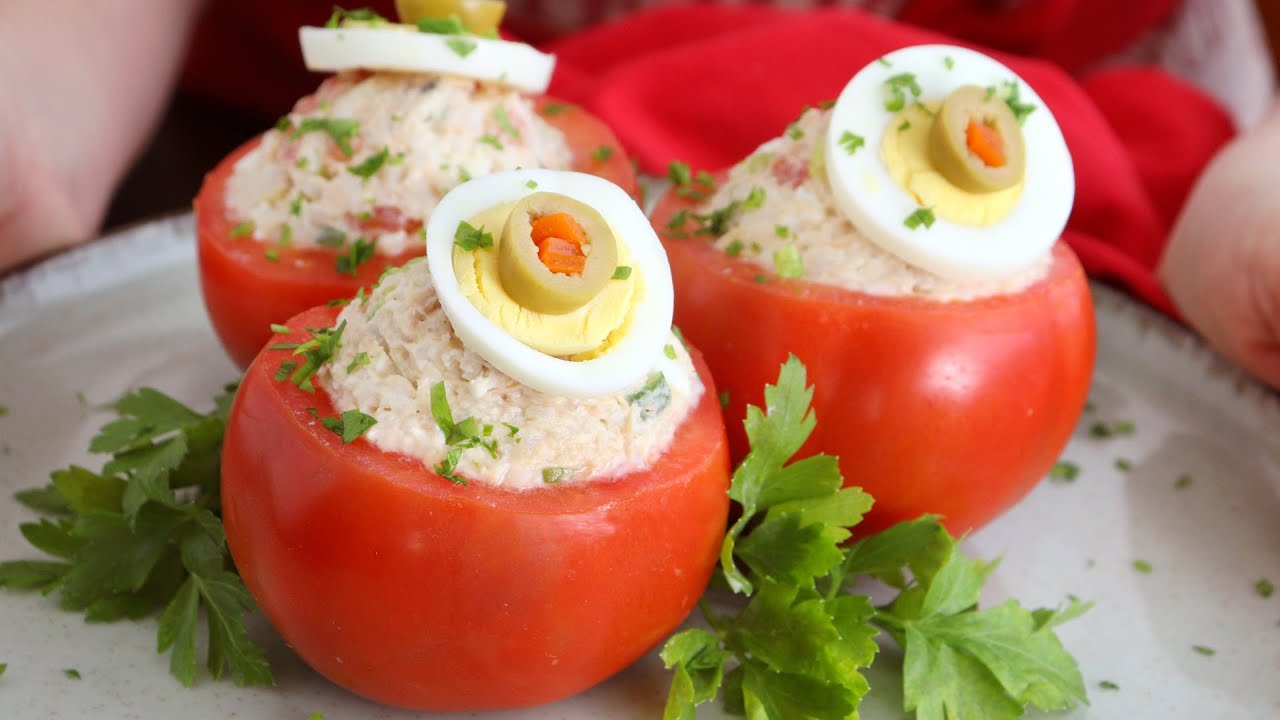 TOMATES RELLENOS | Receta de Tomate Relleno con At&uacute;n - CUKit!