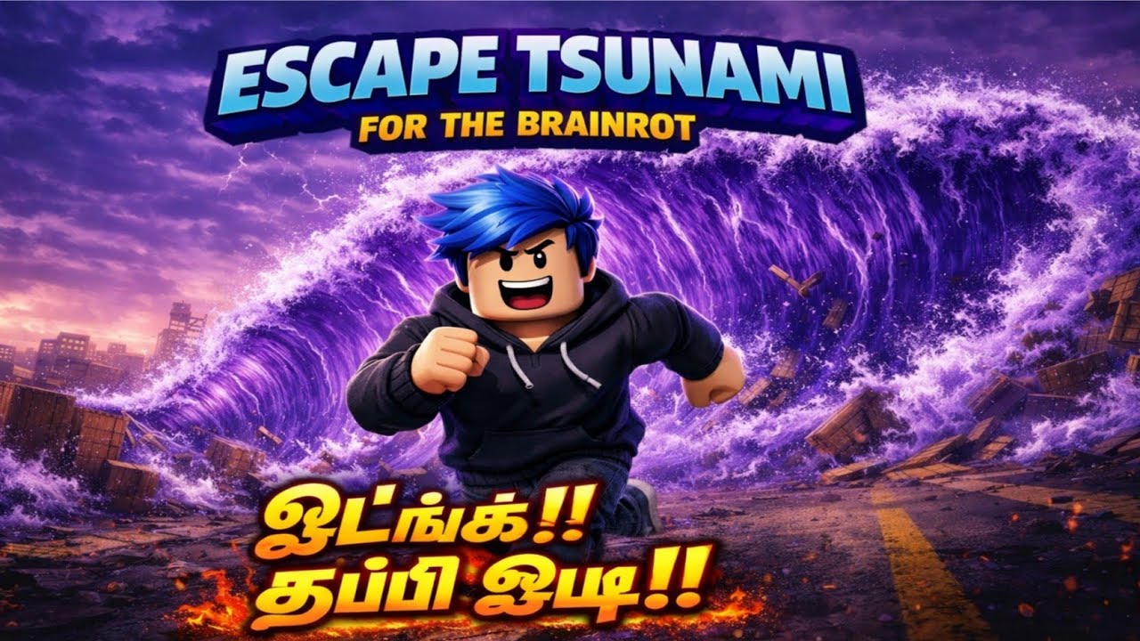 ESCAPE TSUNAMI 😭💜 | Brainrot ஓடுங்க!! தப்பி ஓடி!!