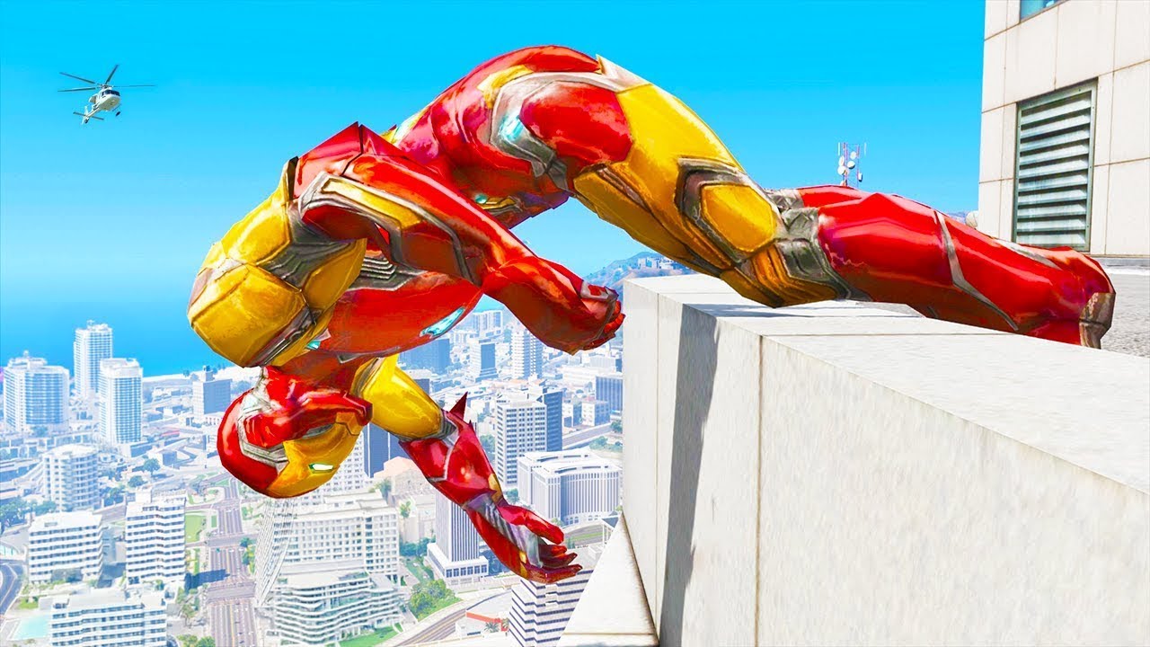 IRON MAN CRAZY JUMPS/FALLS #7 (GTA 5 Ironman Fails)