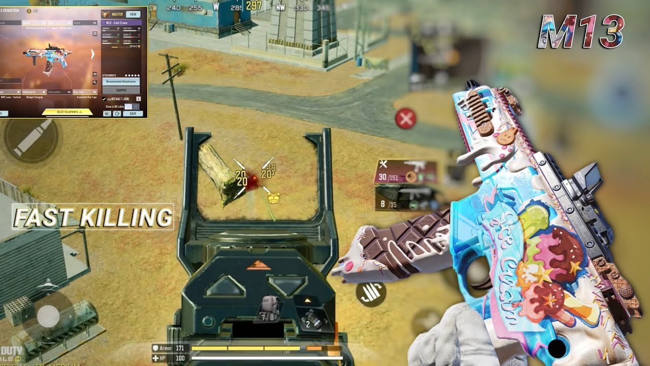 0 RECOIL in MID RANGE + FAST KILLING | BEST M13 GUNSMITH CODM BR | CODM BR GAMEPLAY