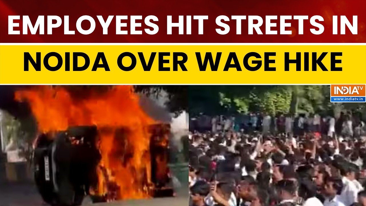 Noida Workers Protest Turns Violent: Vehicles Overturned, Stone Pelting Reported | India TV English