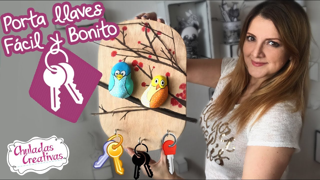 Porta llaves de Pajaritos :: Piedras, ramas y rambla de madera :: Chuladas Creativas