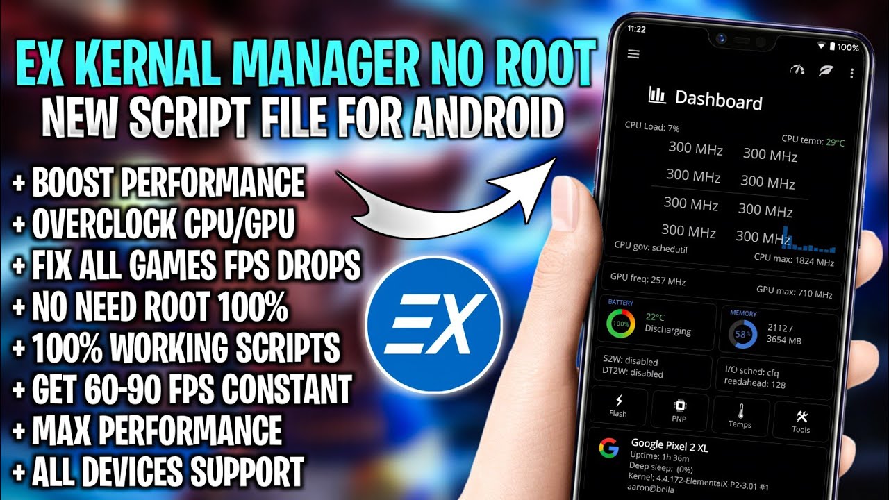 EX Kernal Manager + Script File For Android Any Games | Gpu Overclock & Max FPS ! Fix Lag No Root !!