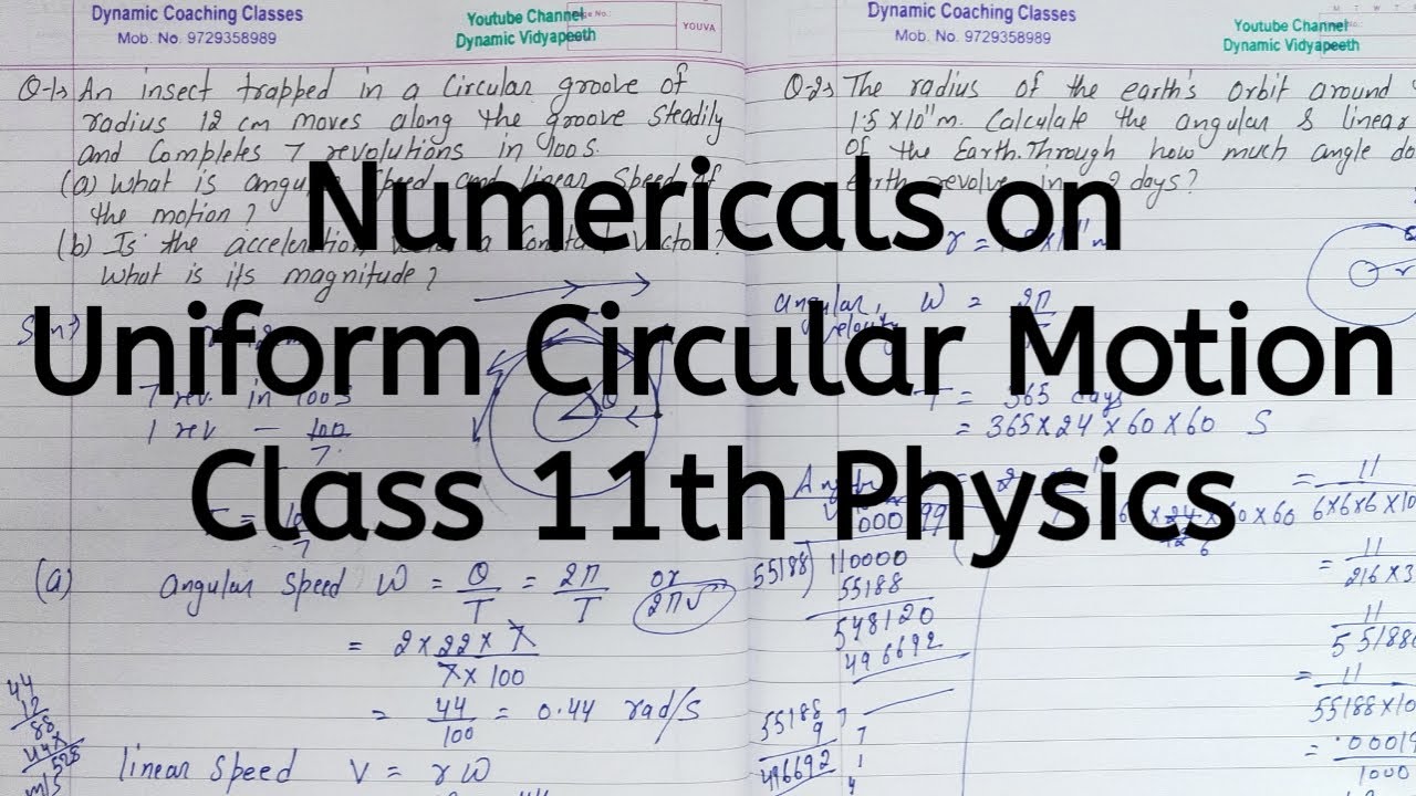 Numericals on Uniform Circular Motion | Chapter 3 | Motion in a Plane | Class 11 Physics