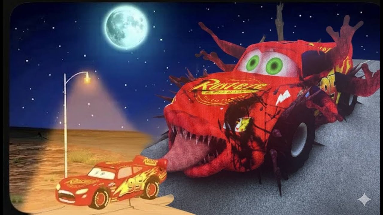 Part 2😱Horrible Story | BIG Red Sailor Slime McQueen Zombie🆚Mater BeamNG Drive😱