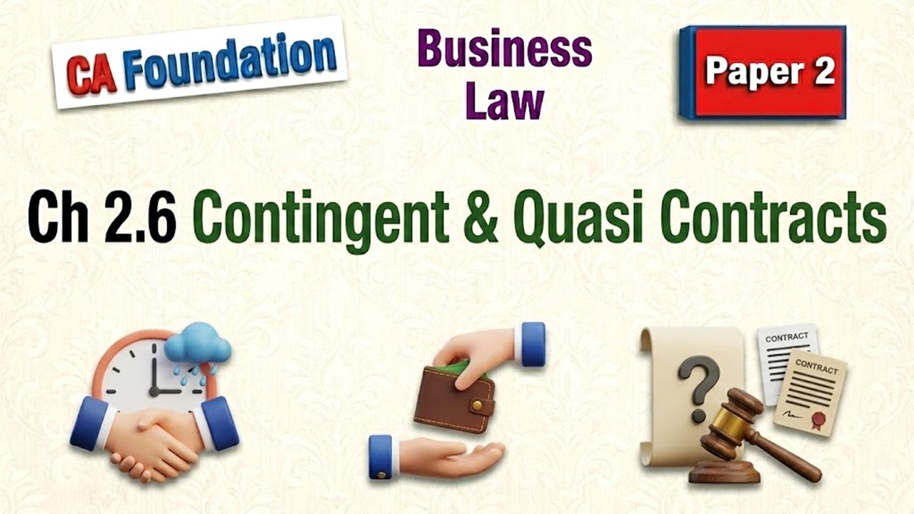 🎓CA Foundation | Paper-2 | Ch-2.6 | Contingent and Quasi Contracts | ⚖️Business Laws