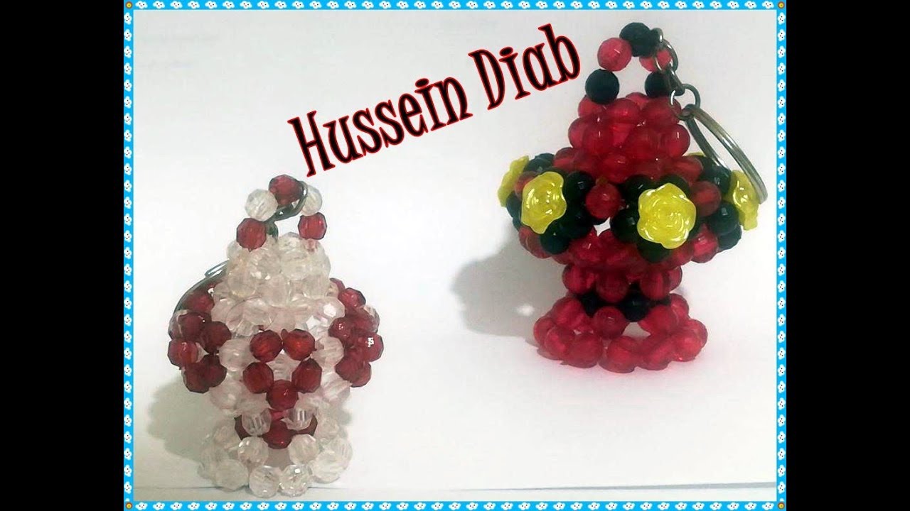 طريقة عمل فانوس نجوم الورد ميدالية من الخرز _ حسين دياب | Beaded lantern kechain _ Hussein Diab