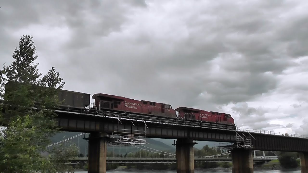 CP coal train crossing the Revelstoke bridge: July~ 12~2016