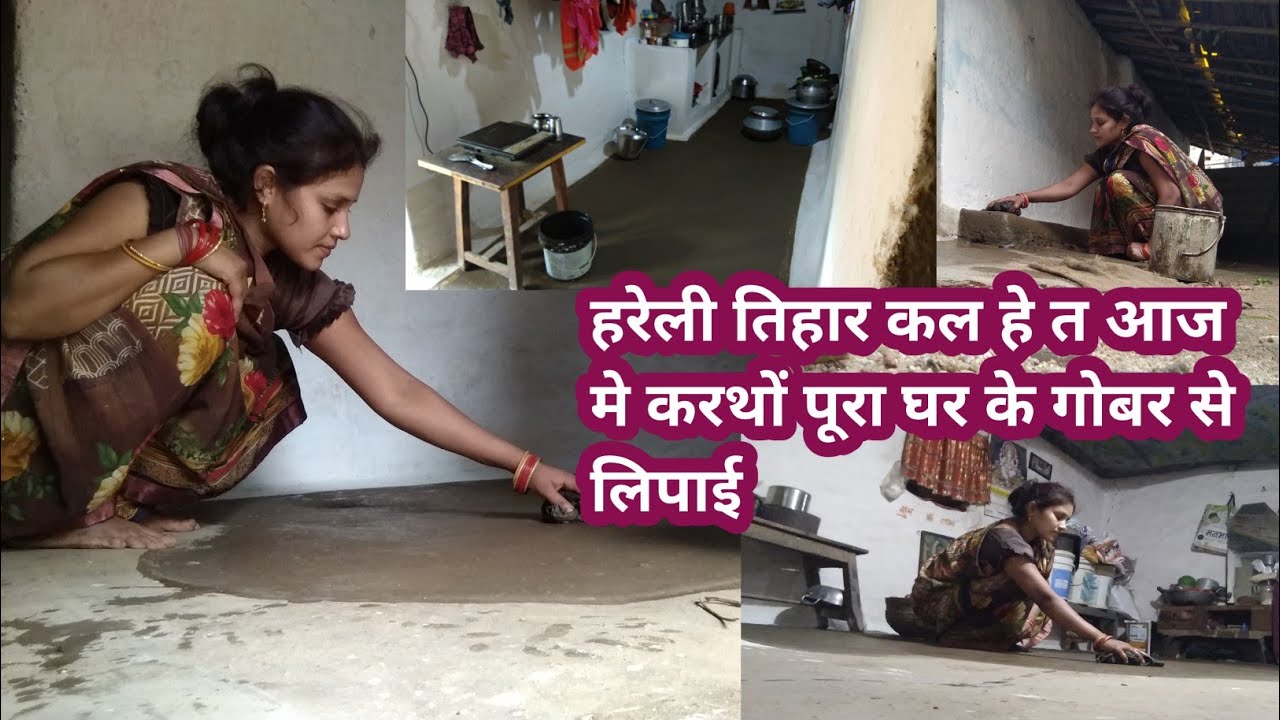 हरेली तिहार🌿🌿 कल हे त मे🏡 करथों आज गोबर से पूरा घर कर लिपाई