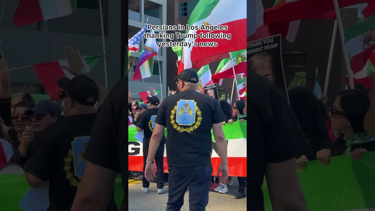 Persians in Los Angeles thanking Trump following yesterday&rsquo;s news #iran #IranRegimeChange