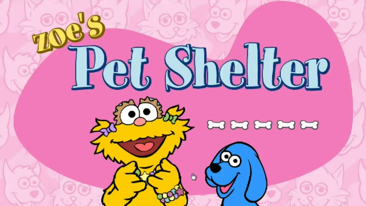 Sesame Street Zoe's Pet Shelter Kids Game Dogs Lizards Hamsters